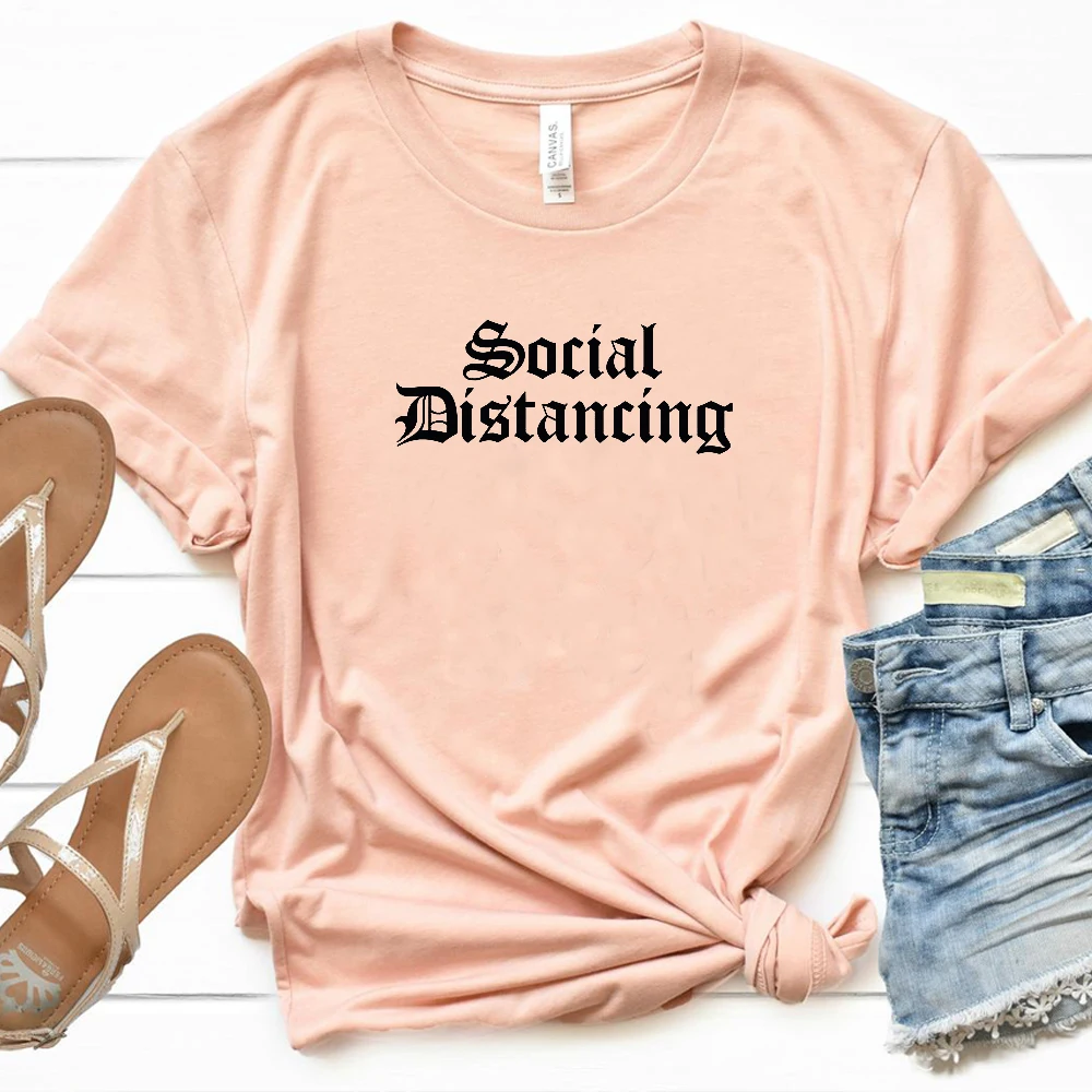 

Social Distancing Women T Shirt Introvert Self Quarantine Tshirt Cotton Causal Summer Tees Lady Tops Hipster Grunge Dropshipping
