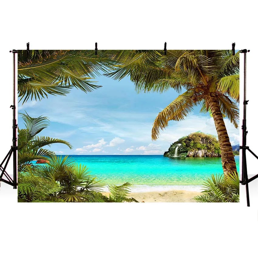 Фон для фотосъемки с изображением летнего голубого неба моря солнечного пляжа