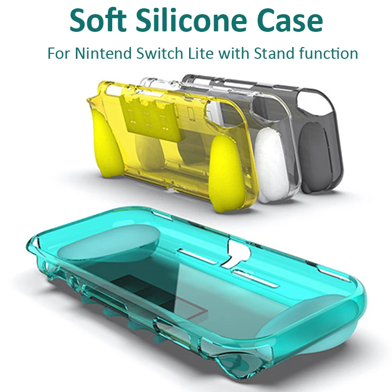 

For Switch Lite TPU Protector Case Soft Anti-Scratches Protective Shell Cover Silicone Case With Stand for Nintend Switch Lite