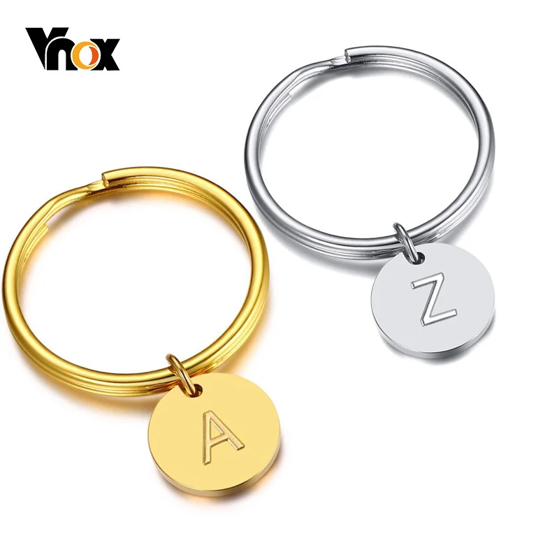 

Vnox Minimalist Initial Key Chain for Women Men,Stainless Steel Letter Engraved Unisex Simple Keychain