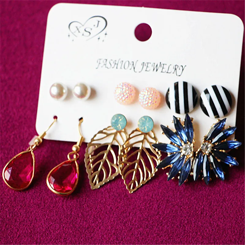 Новинка модных женских украшений для вечеринок: круглые серьги с жемчугом, розового/белого/синего цвета, в наборе из 6 пар, красивые подарки с бесплатной доставкой.