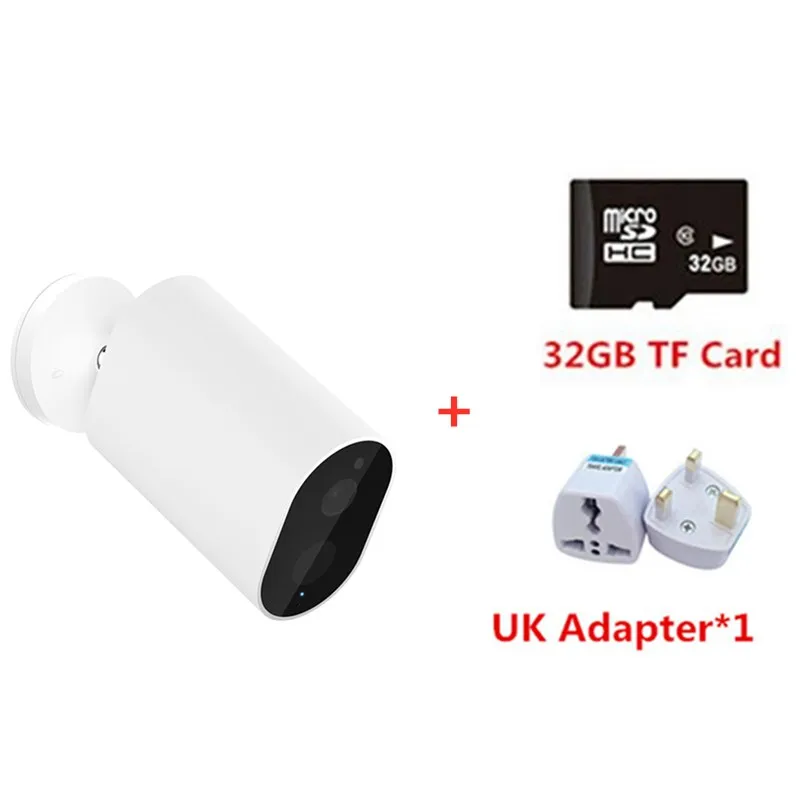 add UK adapter card Оригинальная смарт-камера Xiaomi 1080P с батарейным шлюзом 120 градусов F2.6 IP65 AI гуманоидное Обнаружение WiFi IP Беспроводная камера Cam - Цвет: add UK adapter card