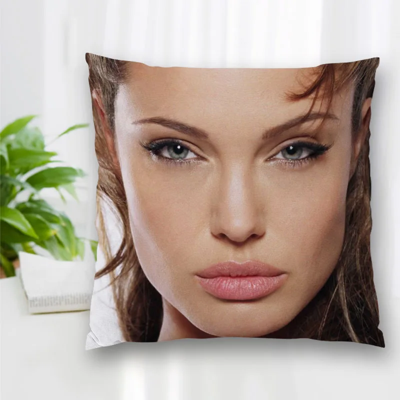 Custom Angelina Jolie Actor Pillow Slips Polyester Decorative Pillowcases Zipper Case Pillowcase Cover Square 40x40cm | Дом и сад