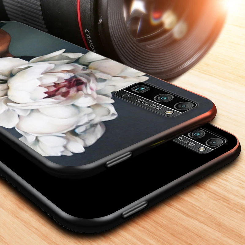 

Painting Flower Head for Honor V30 30 30S 30i View 20 20S 20i 20E V20 Lite Pro Plus Black Phone Case