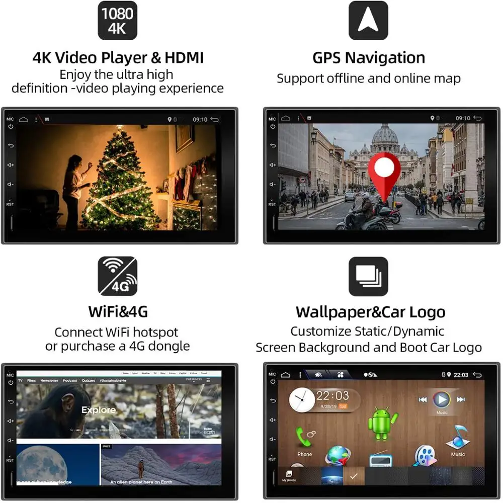 7 &quot Android 10 0 2 DIN Авторадио GPS навигация Bluetooth автомобильный стерео плеер 1024*600