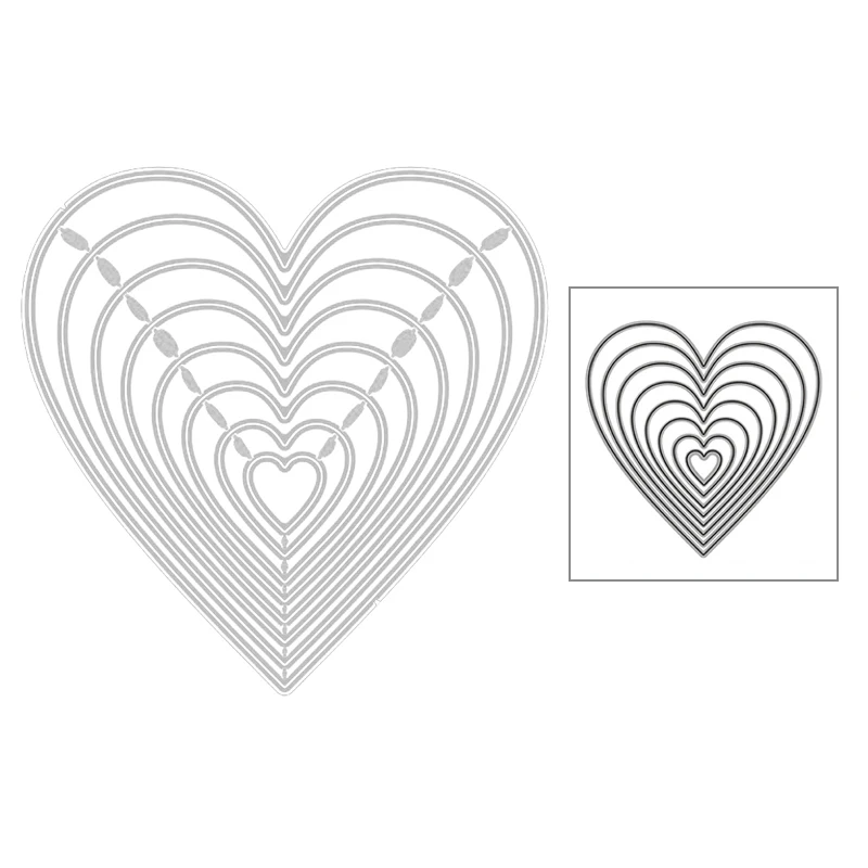 

2020 New Hot Valentine's Day Love Heart Background Layered Metal Cutting Dies and For Die Scrapbooking Foil Cut Crafts No Stamps
