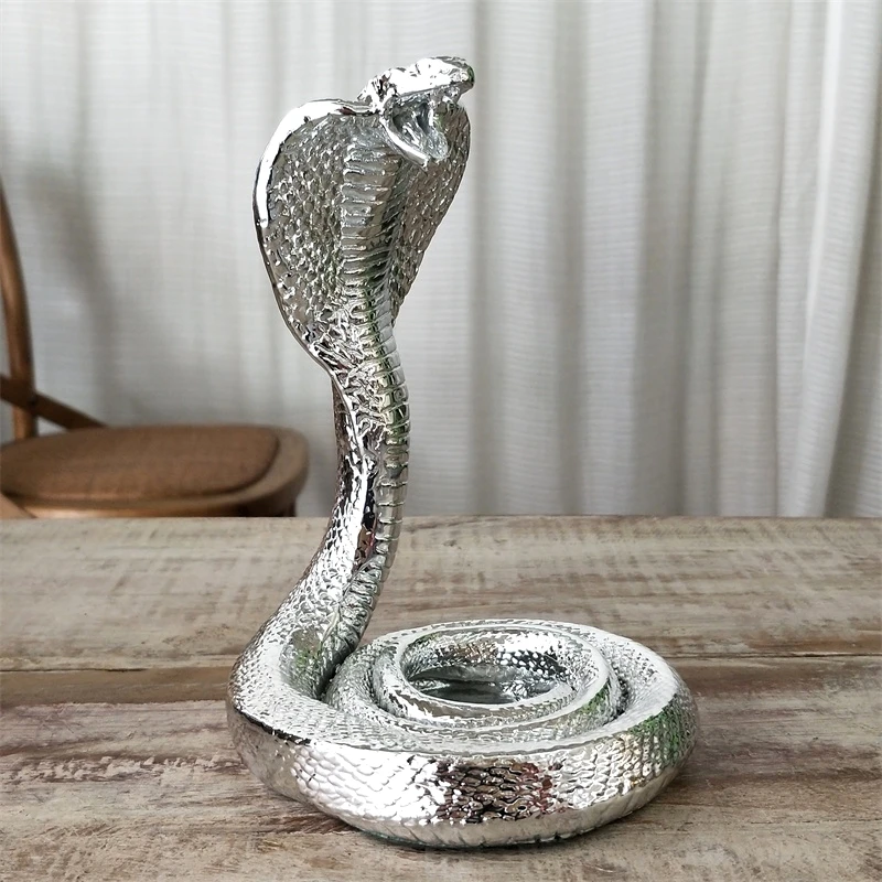 Resin Cobra Figurine Electroplated Snake Miniature Jungle Killer Animal Decor Art Adventure Souvenir Craft Ornament Accessories | Дом и сад