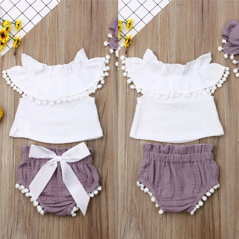 Newborn Infant Baby Girl Clothes Ruffle Tops T-Shirt Shorts Headband Outfit Set | Спорт и развлечения