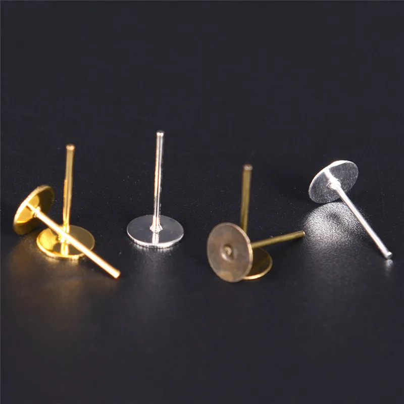 

200pcs/lot Stud Earring Blank Base 6 Mm Flat Pad Blank Base Stud 6 MM Earring DIY Jewelry
