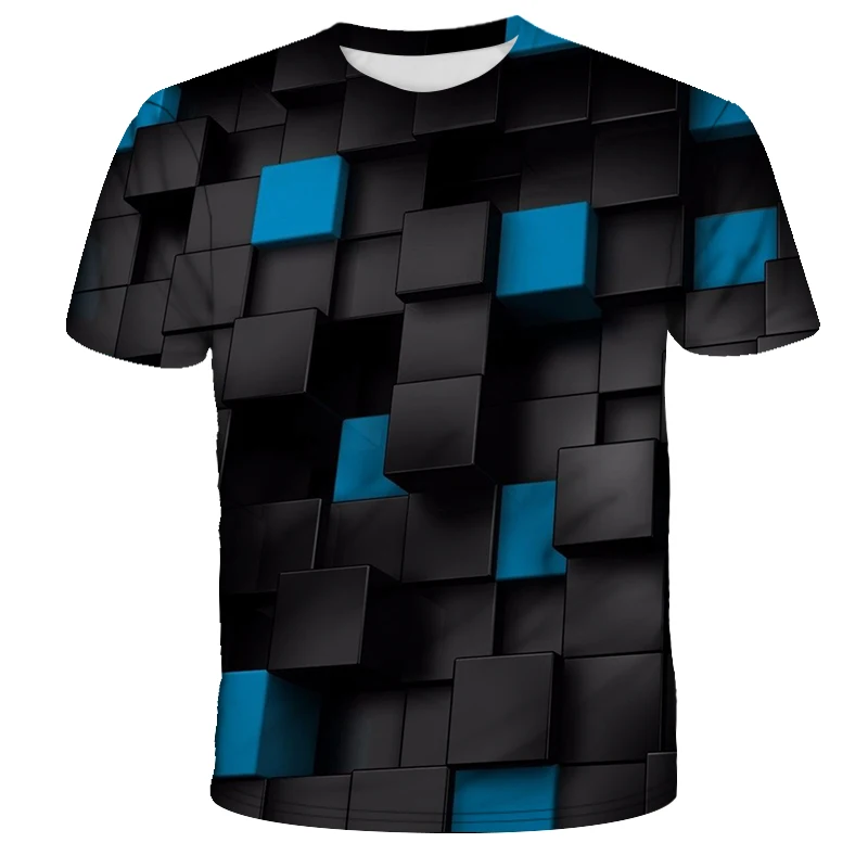 Мужская футболка с рисунком 3D несколько цветов квадраты женская мода Харадзюку