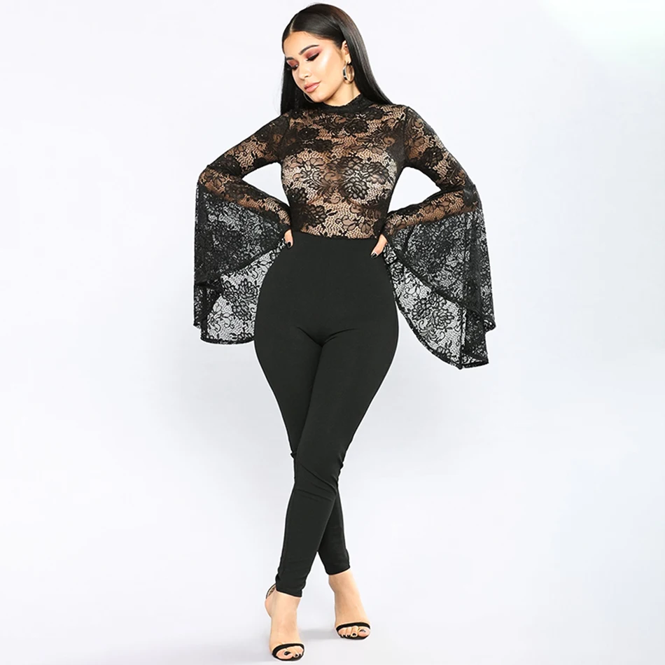 

Adyce 2021 New Winter Women Black Lace Bandage Jumpsuits Sexy Long Sleeve& Pants Club Evening Bodysuits Long Rompers Jumpsuits