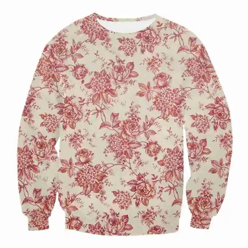 

Jumeast Men Women Clothing Sweatshirt Ink Painting Flowers Oversized Long Sleeve T Shirt Sport Pullover Spring Autumn Tops Tees
