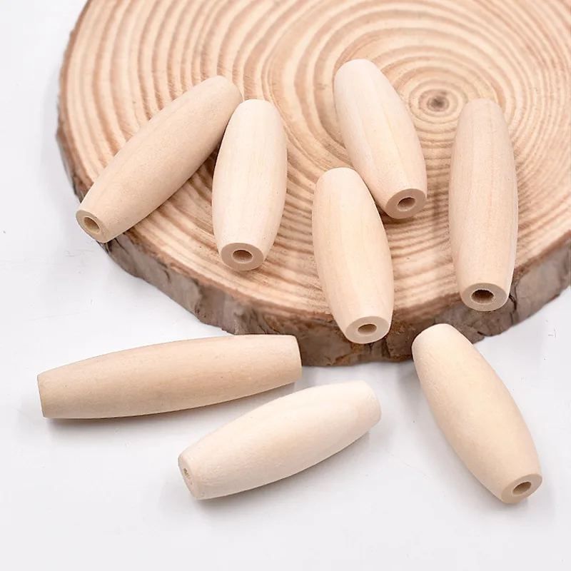 

DIY Wood Beads Oval Shape Unfinished Loose Spacer Wooden Beads Charms 39-51mm Bead for Baby Jewelry Necklace Making 10Pcs/Lot