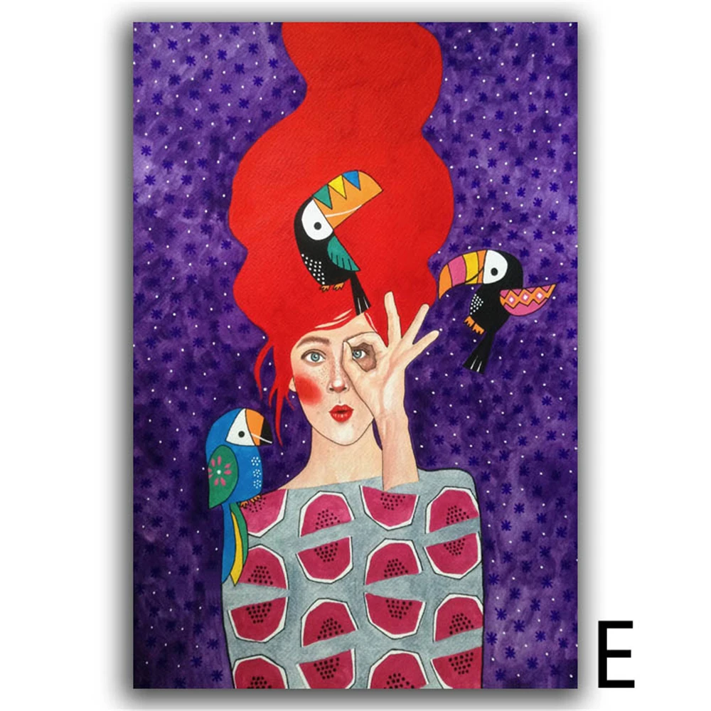 

Холст с абстрактными волосами и девушкой, 11 карат