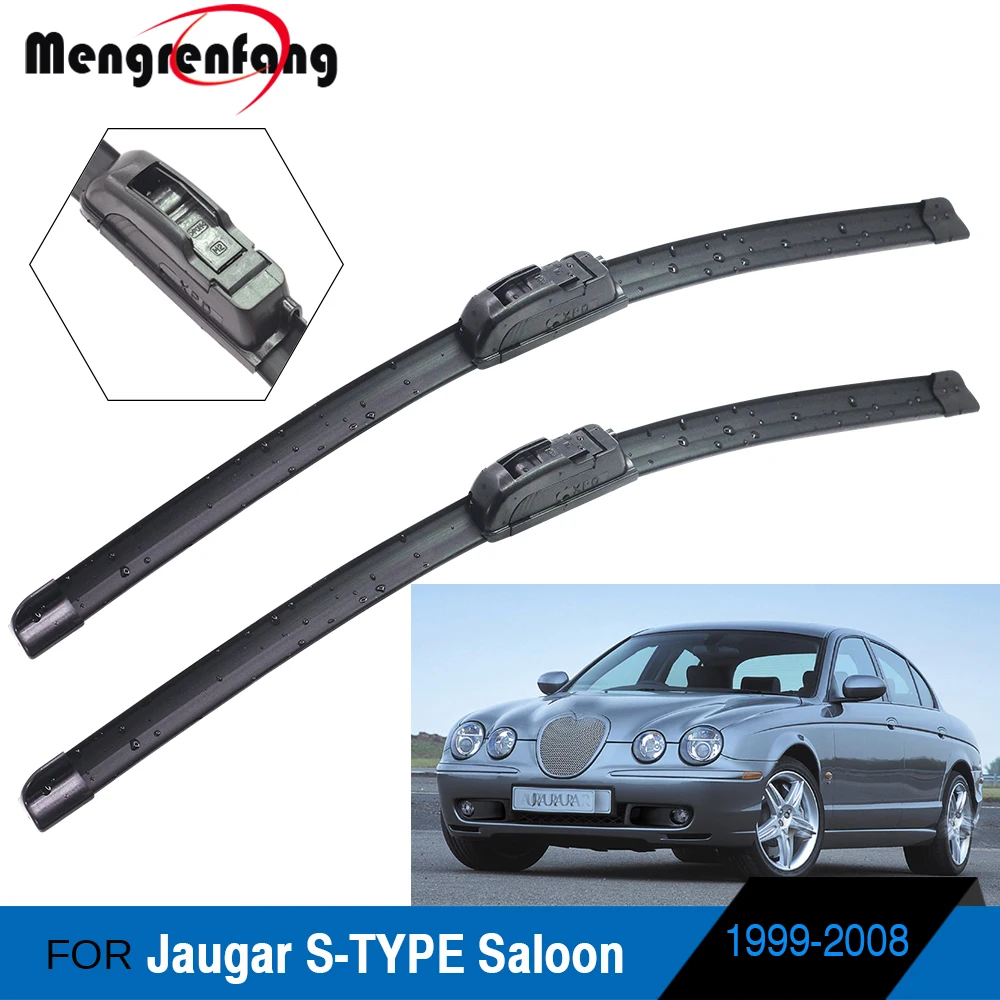 

For Jaugar S-TYPE Saloon Car Front Windscreen Wiper Blades Frameless Soft Rubber Wiper J Hook Arms 1999-2008