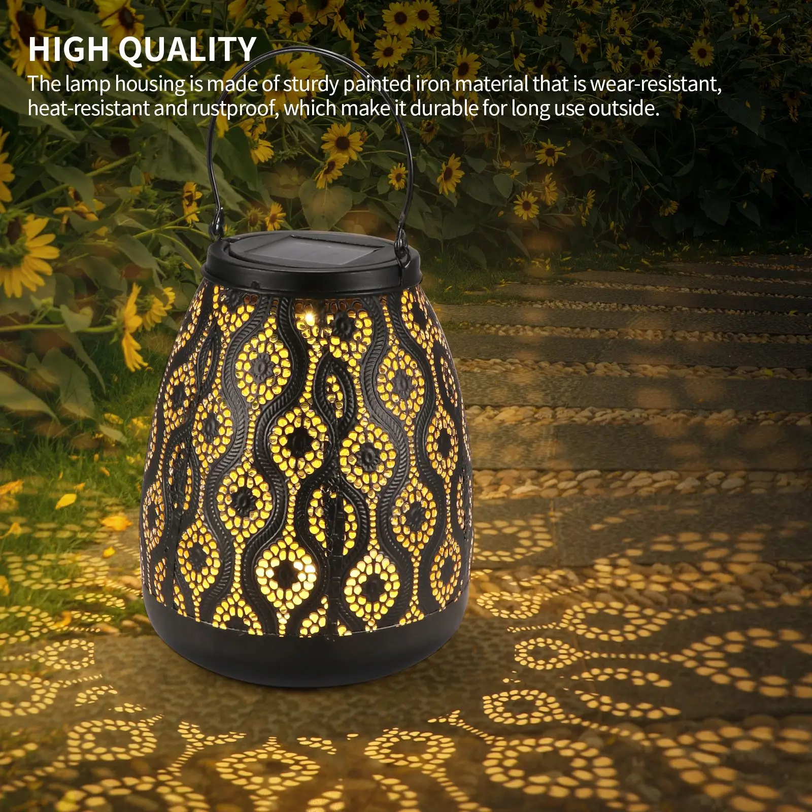 

Outdoor Solar Charging Lantern Hollowed Butterflies Pattern Solar Charging Lamp Waterproof Hanging Hand Carry Decoration Lamp