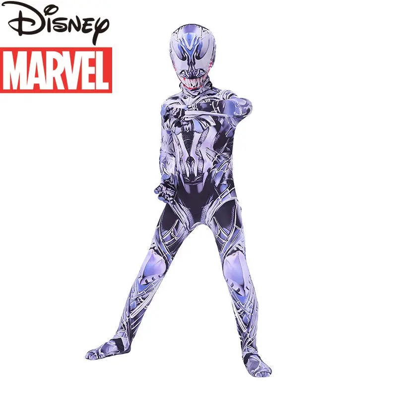 

Disney Cute Cartoon Marvel Costume Halloween Venom Tights Long Sleeve Boy One Piece Cosplay Anime Costume Set