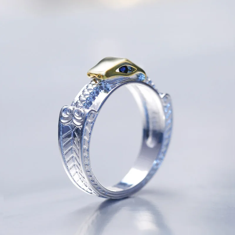 

New Punk Style Trend Ring Two-Color Snake-Shaped European And American Fashion Men Women Rings Jewelry Gift