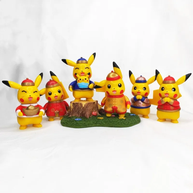 

Набор из 6 предметов, новогодние праздничные модели кукол Пикачу ручной работы, праздничные платья для косплея весны и Хэллоуина из мультфи...