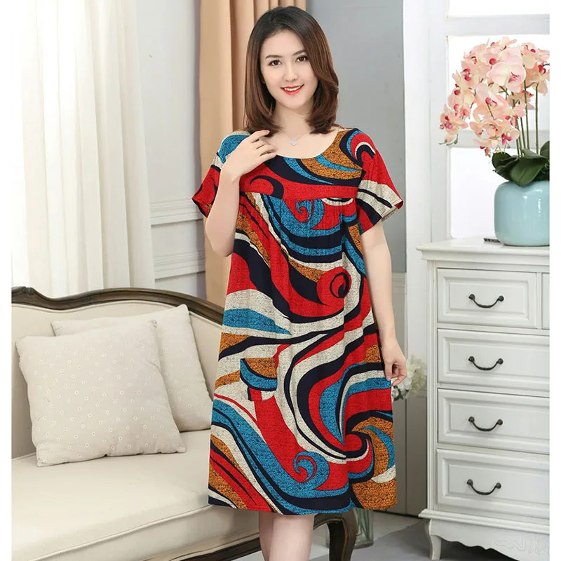 Ночная рубашка женская для средних лет летняя сорочка с коротким рукавом