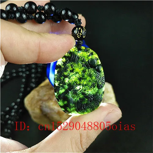 Certified Chinese Natural Black Green Jade Blessing Bag Pendant Necklace Charm Jewelry Obsidian Accessories Carved Amulet Gifts | Украшения