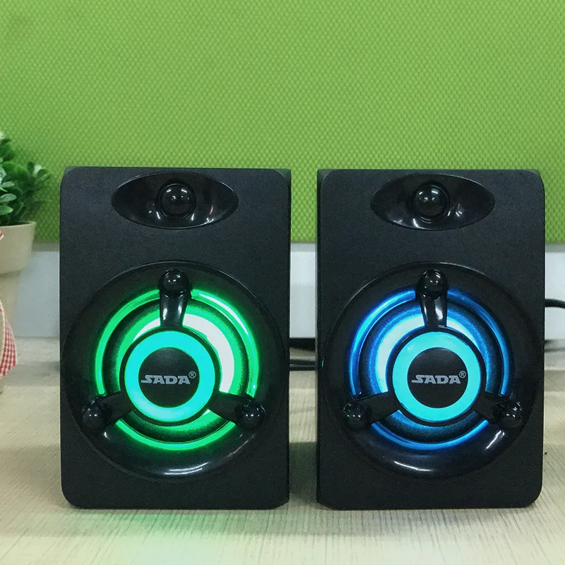 SADA V-118 мини USB динамик ПК телефон компьютер Soundbox USB 2,0 громкий динамик с красочным дыхательным светодиодный светильник для ноутбука