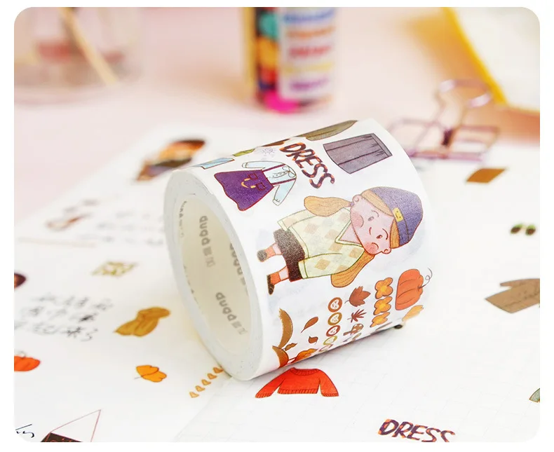 21styles Very Kawaii Cute Cartoon Little Girls Animal Food Expression Color Deco Washi Tape DIY Planner Scrapbookin Masking Tape