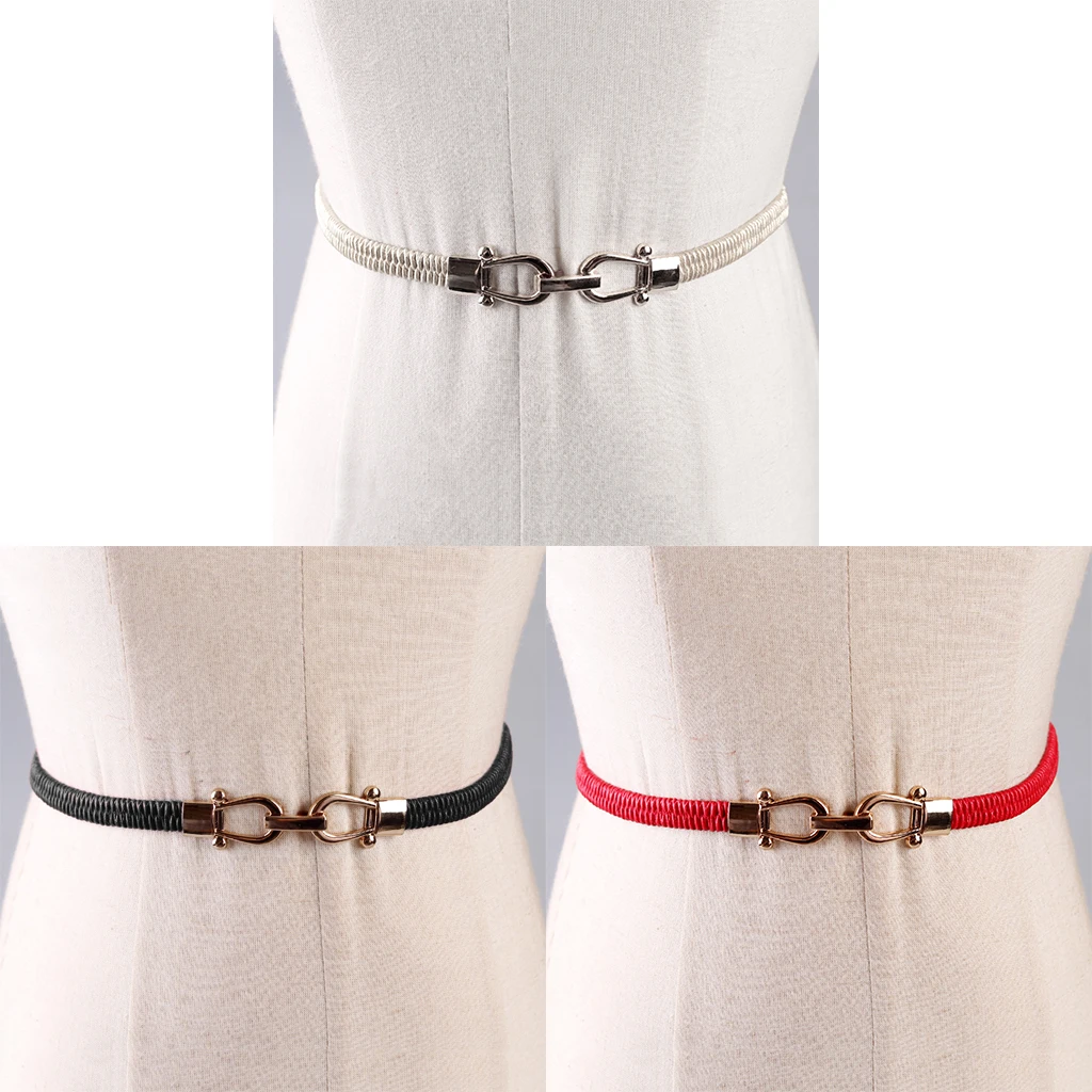 

Thin Narrow Waistband Elastic Stretch Waist Belts Ornament