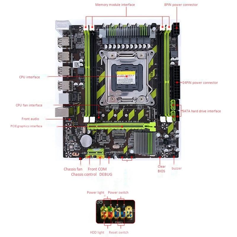 

X79 X79G Motherboard Set with LGA2011 Combos Xeon E5 2620 CPU 2Pcs x 4GB = 8GB Memory DDR3 RAM 133hz PC3 10600R PC Accessories