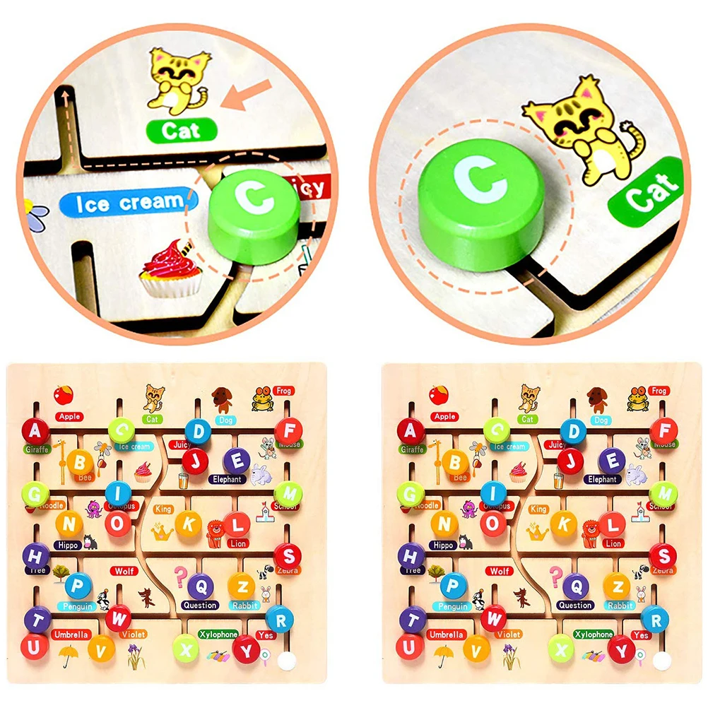 Wooden digital lettersCognitive Maze Toy Kids Puzzle Learning Montessori enlightenment teaching Baby | Игрушки и хобби