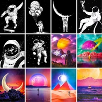 gatyztory 60%c3%9775cm diy frame astronaut painting by numbers canvas figure paint by numbers handpainted diy gift home wall decor