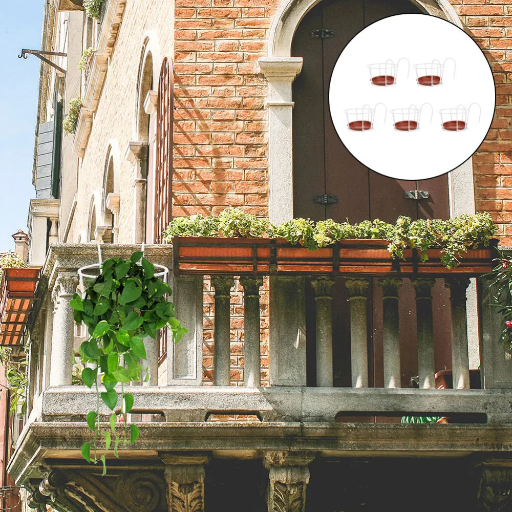 

5 Sets Balcony Flower Racks Hanging Plant Holder Flowerpot Storage Racks