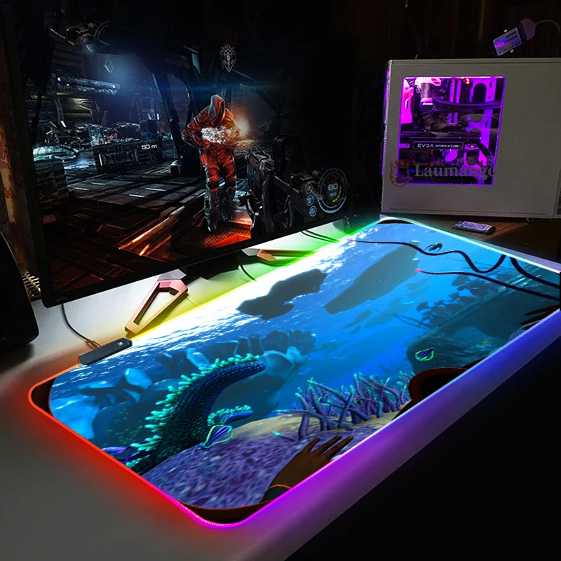 

Мини-ПК игровой коврик для мыши RGB subnautic геймерский большой коврик для мыши Клавиатура для компьютеров светодиодная подсветка клавиатура на...