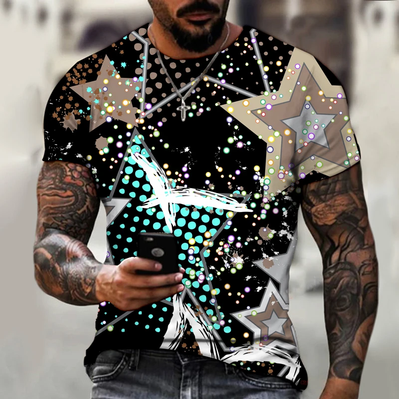 Мужская летняя футболка в стиле хип хоп с красочными буквами и 3D принтом уличные