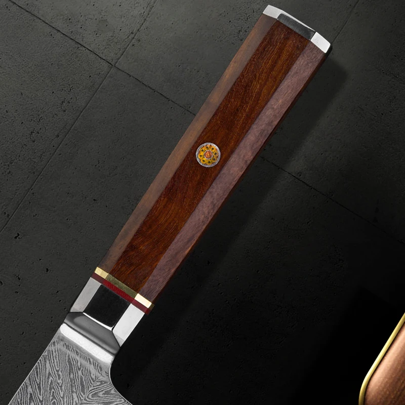 Shuangmali 7 дюймов нож шеф-повара Santoku 67 слой Дамасская сталь японские кухонные ножи