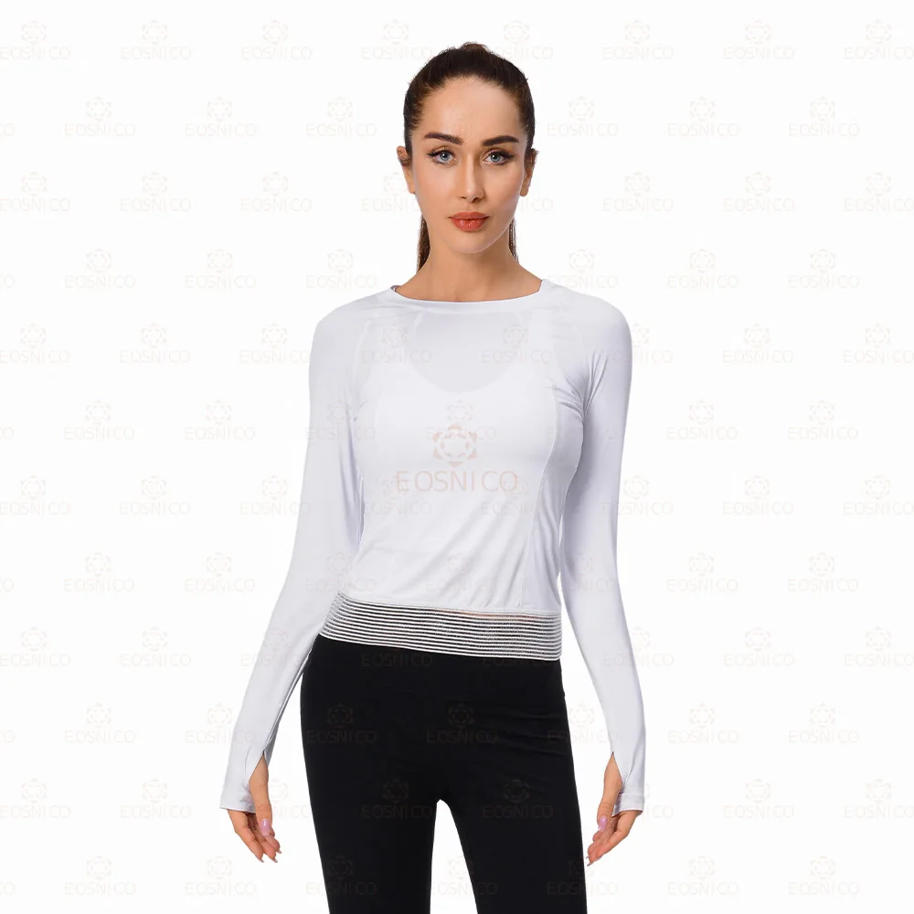 

Ladies Slim Fitness Wear Sports T-shirt Mesh Training Seamless Splicing T-shirt Ladies Breathable and Fast Dry Top