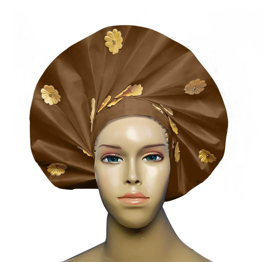 coffee Африканская sego головной убор новая чалма aso oke gele модные африканские головные уборы - Цвет: coffee