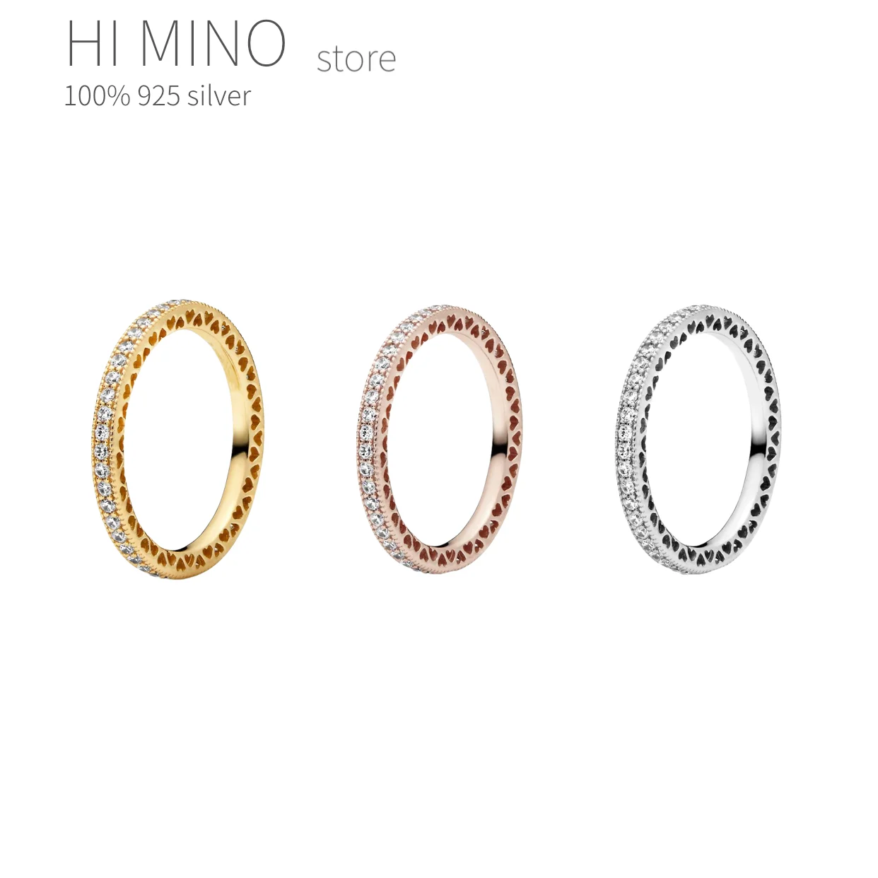 

Authentic 925 Sterling Silver Ring Rose Golden Shine Wish Bone Pan Ring Set With Crystal For Women Gift Fashion Jewelry