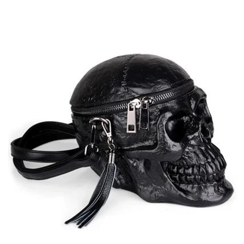 

Originality Women Bag Funny Skeleton Head Black Handbag Women Single Package Fashion Designer Satchel Package Skull Bags