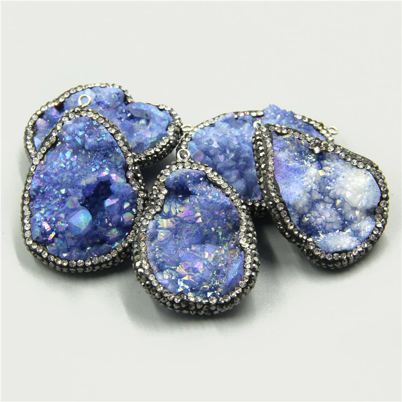 Очаровательные Стразы натуральные лечебные камни синий Кварцевый Кристалл