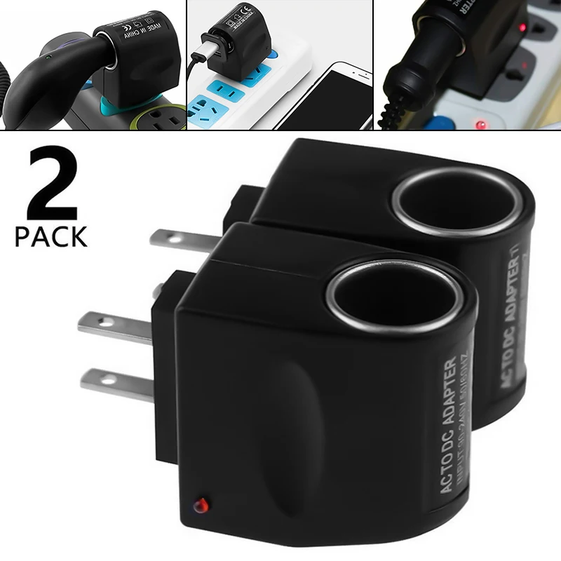 

2pcs Newest 110V - 240V AC Plug To 12V DC Car Cigarette Lighter Converter Socket Adapter High Quality Auto Charger US Plug