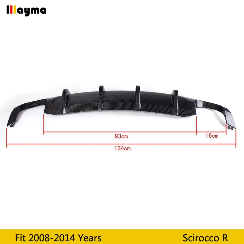Real Carbon Fiber Rear Bumper Lip Diffuser for Volkswagen For VW Scirocco R rear spoiler 2008 - 2014 only fit bumper 2.0T | Автомобили и