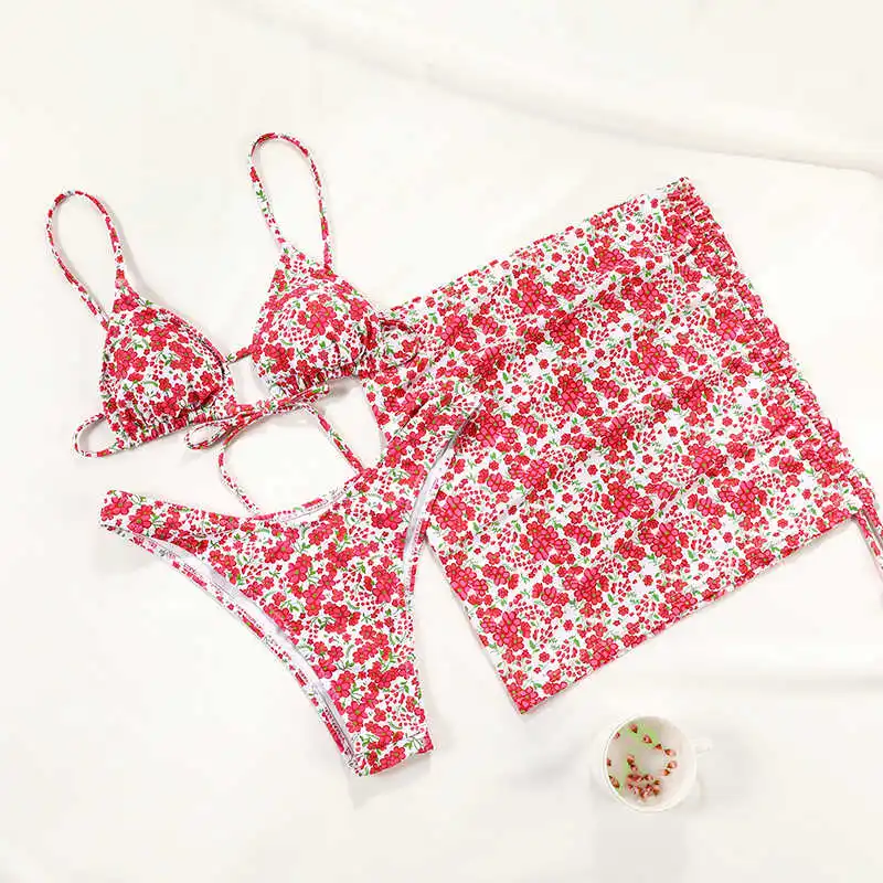

Floral Print Biquini 2021 Swimwear Women Bikini String Swimwear High Cut Bikini Set Bathing Suit Women Beachwear Summer Bikinis