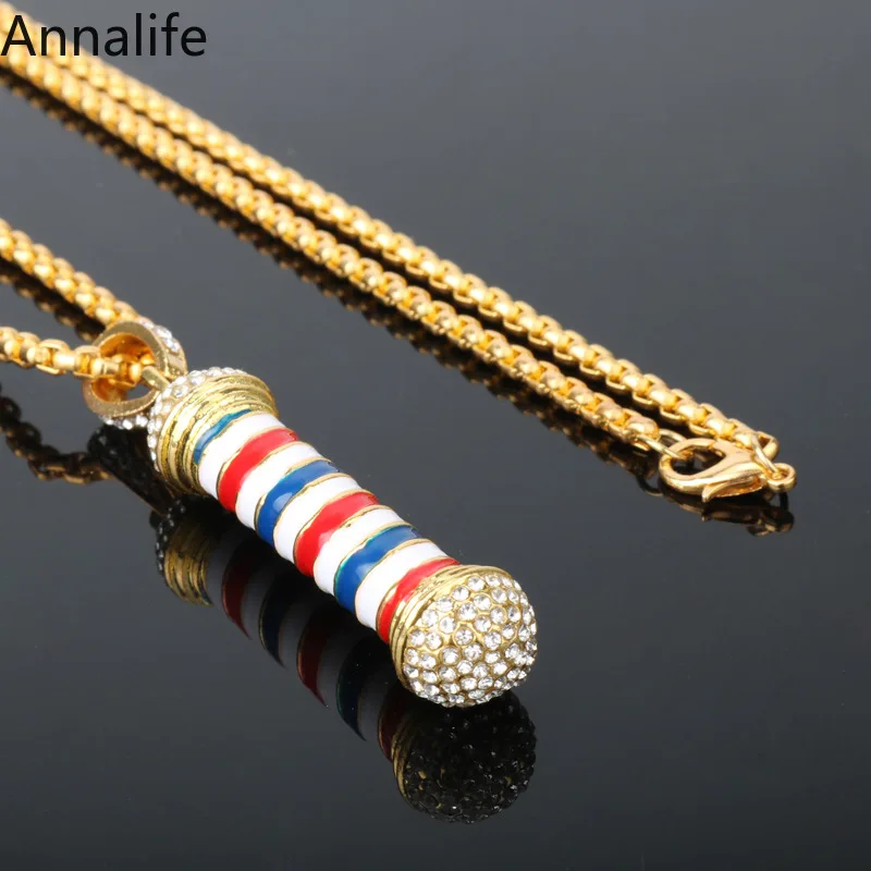 Новинка 2019 3D подвеска в виде парикмахерского столба стиле хип хоп ювелирные