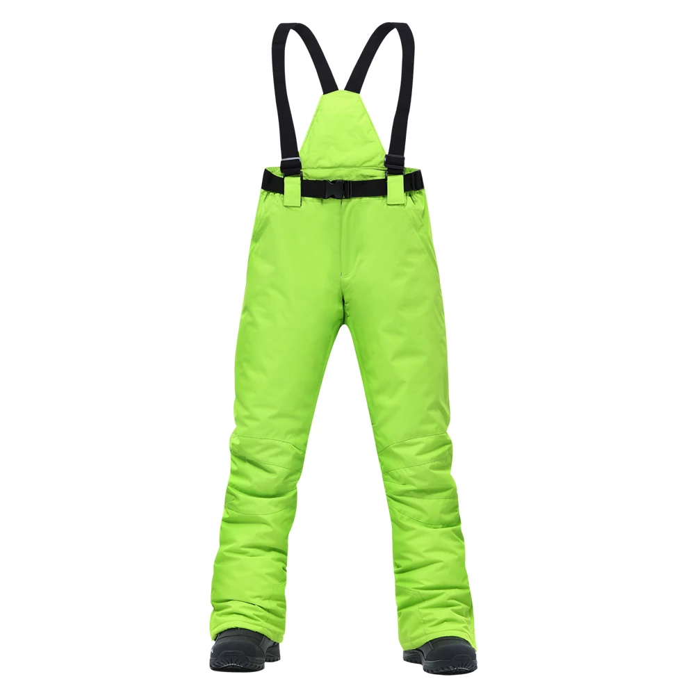 Green Женские лыжные штаны, брендовые, новые, для спорта на открытом воздухе, высокое качество, подтяжки, мужские, ветрозащитные, водонепроницаемые, теплые, зимние, для сноуборда - Цвет: Green