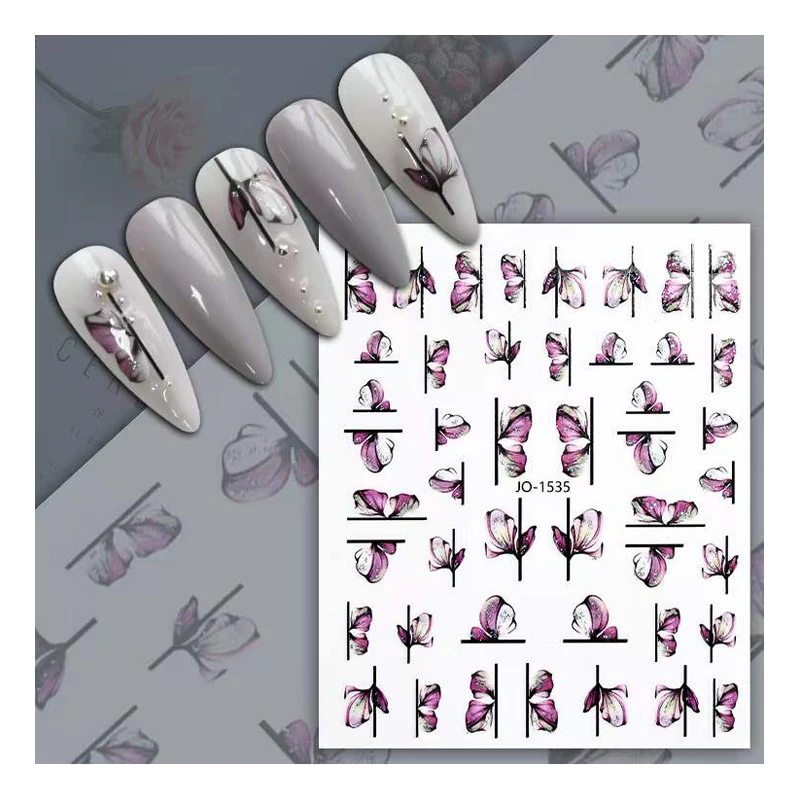 

10PCS Nail Sticker Retro Slider Flower Ribbon Nail Art Applique Valentine's Day Nail Art Decoration JO Model Sticker