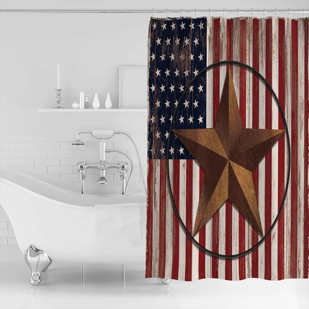 Американский флаг примитивная звезда шаблон занавеска для душа