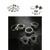 exquisite women ring rhinestone inlay silver color bohemian style opening ring ladies ring ring 15pcs