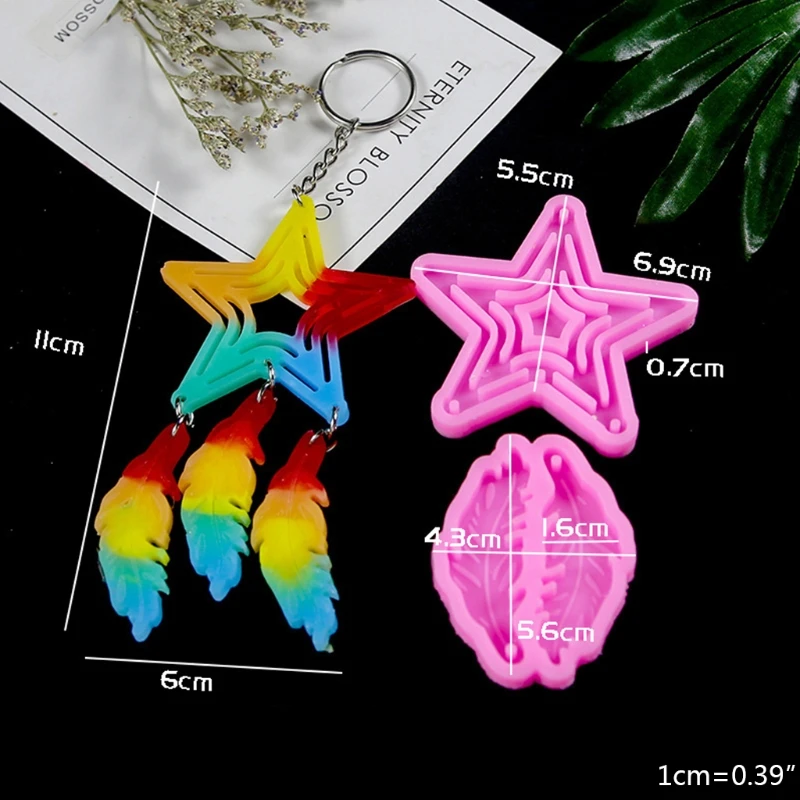 

T84B 1 Set Dream Catcher Epoxy Resin Mold Feather Earrings Keychain Silicone Mould
