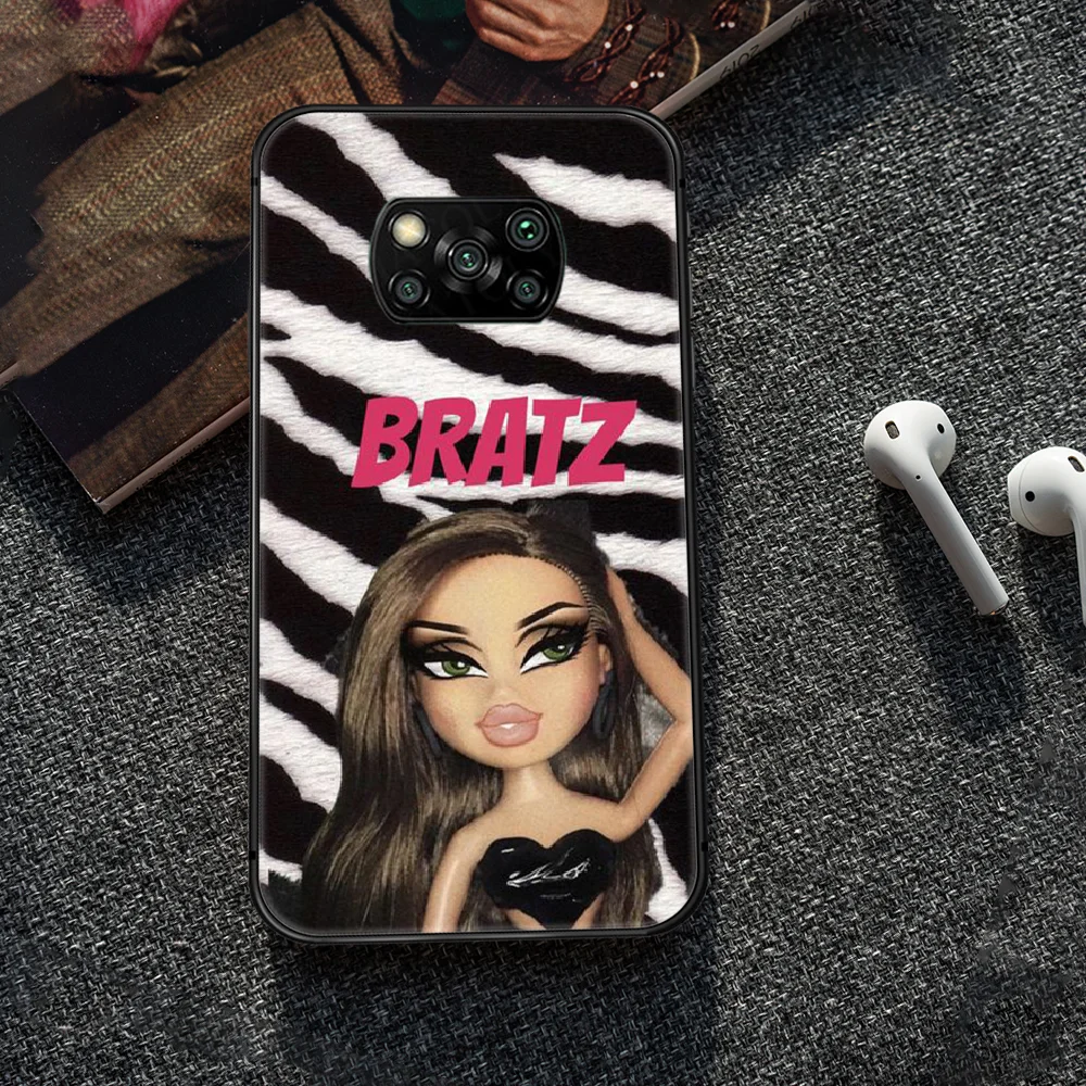 

Fashion Brand Doll Bratz Phone case Cover Hull For Xiaomi Mi A2 A3 8 9 9T Note 10 Se Lite Pro black Cell 3D Waterproof Fashion
